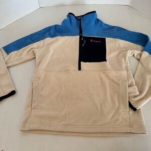 Cotopaxi Abrazo Half-Zip Fleece Pull Over Jacket Blue Cream Medium Mens